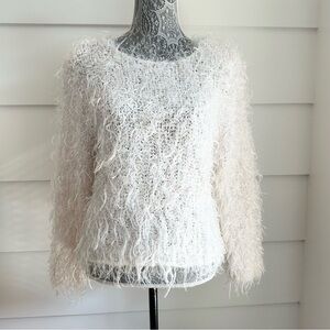 Vintage Gantos Shag fringe Sweater with Metallic Details